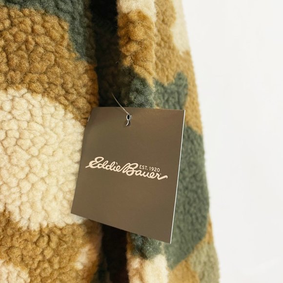 Eddie Bauer Chilali Faux Shearling Full-Zip Mock Neck Camo L - Picture 3 of 7